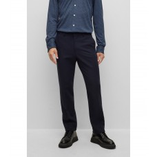 Hugo Boss Regular-fit trousers in micro-patterned stretch fabric 50481431-404 Dark Blue