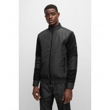Hugo Boss Reversible zip-up padded sweatshirt in mixed materials 50481756-001 Black