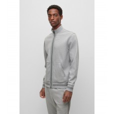 Hugo Boss Zip-up sweatshirt in a cotton blend with silk 50481763-041 Light Grey