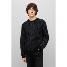 Hugo Boss Oversized-fit sweater with jaglion motif 50481853-001 Black