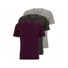 Hugo Boss Three-pack of logo-embroidered underwear T-shirts in cotton 50482214-983 Purple / Grey / Green