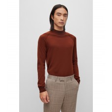 Hugo Boss Fine-knit wool-blend sweater with striped hem 50482258-211 Brown