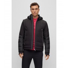 Hugo Boss Mixed-material down jacket with detachable sleeves and hood 50482326-001 Black