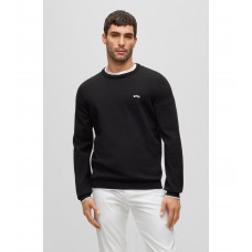 Hugo Boss Organic-cotton regular-fit sweater with curved logo 50482370-001 Black