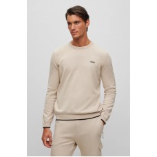 Hugo Boss Organic-cotton regular-fit sweater with curved logo 50482370-269 Beige