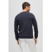 Hugo Boss Organic-cotton regular-fit sweater with curved logo 50482370-402 Dark Blue