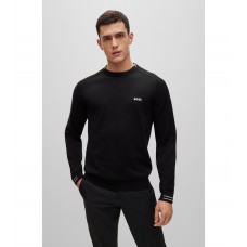 Hugo Boss Organic-cotton regular-fit sweater with logo and tipping 50482411-001 Black