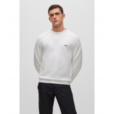 Hugo Boss Organic-cotton regular-fit sweater with logo and tipping 50482411-100 White