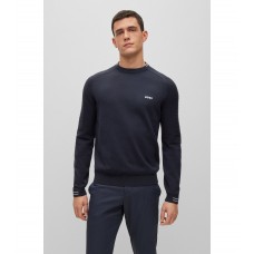 Hugo Boss Organic-cotton regular-fit sweater with logo and tipping 50482411-402 Dark Blue