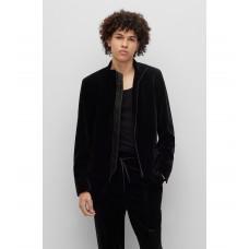 Hugo Boss Extra-slim-fit jacket in stretch velvet 50482484-001 Black