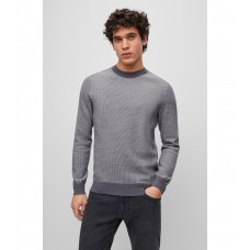 Hugo Boss Cotton-cashmere sweater with two-tone structure 50482546-023 Grey