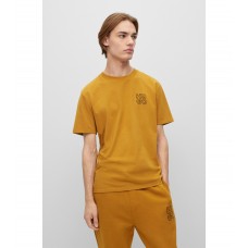 Hugo Boss Crew-neck T-shirt in organic cotton with stacked logo 50482839-221 Orange