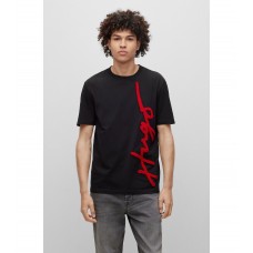 Hugo Boss Organic cotton T-shirt with oversized logo embroidery 50482884-001 Black