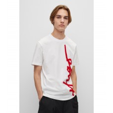 Hugo Boss Organic cotton T-shirt with oversized logo embroidery 50482884-100 White