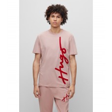 Hugo Boss Organic cotton T-shirt with oversized logo embroidery 50482884-687 light pink