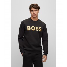 Hugo Boss Cotton-blend relaxed-fit sweatshirt with contrast logo 50482898-001 Black
