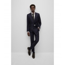 Hugo Boss Slim-fit suit in micro-patterned virgin wool serge 50482914-404 Dark Blue