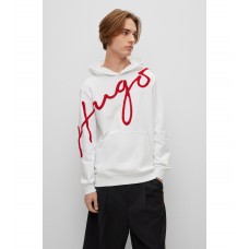 Hugo Boss Cotton-terry hoodie with oversized logo embroidery 50482920-100 White