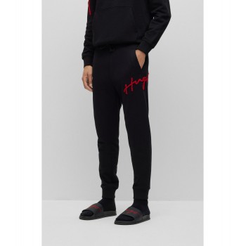Hugo Boss Cotton-terry tracksuit bottoms with handwritten logo embroidery 50482921-001 Black