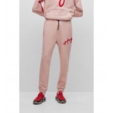 Hugo Boss Cotton-terry tracksuit bottoms with handwritten logo embroidery 50482921-687 light pink