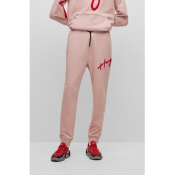 Hugo Boss Cotton-terry tracksuit bottoms with handwritten logo embroidery 50482921-687 light pink