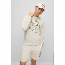 Hugo Boss BOSS x PEANUTS oversized-fit hoodie in French terry with exclusive artwork 50483005-118 White