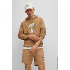 Hugo Boss BOSS x PEANUTS oversized-fit hoodie in French terry with exclusive artwork 50483005-260 Beige