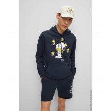 Hugo Boss BOSS x PEANUTS oversized-fit hoodie in French terry with exclusive artwork 50483005-404 Dark Blue
