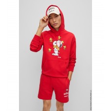 Hugo Boss BOSS x PEANUTS oversized-fit hoodie in French terry with exclusive artwork 50483005-623 Red
