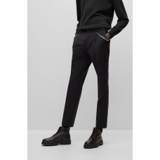 Hugo Boss Wool-blend extra-slim-fit trousers with chain detail 50483152-001 Black