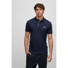 Hugo Boss Stretch-cotton slim-fit polo shirt with tape inserts 50483203-402 Dark Blue