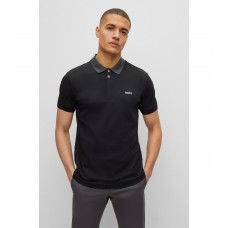 Hugo Boss Interlock-cotton slim-fit polo shirt with embroidered logo 50483211-001 Black