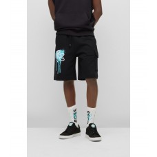 Hugo Boss Cotton-terry shorts with graffiti-logo artwork 50483295-001 Black