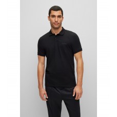 Hugo Boss Stretch-cotton slim-fit polo shirt with rhinestone details 50483356-001 Black