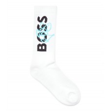 Hugo Boss Quarter-length cotton-blend socks with graffiti-style logo hbeu50483497-100 White