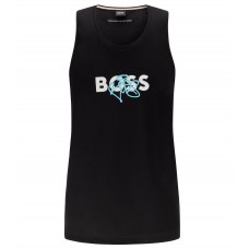 Hugo Boss Cotton-jersey tank top with graffiti-style branding 50483521-001 Black