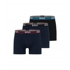Hugo Boss Three-pack of stretch-cotton boxer briefs with logo 50483638-975 Black/Blue
