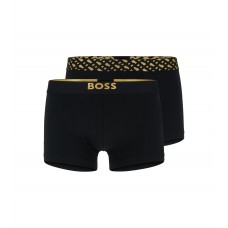 Hugo Boss Two-pack of stretch-cotton trunks with branded waistbands 50483650-007 Black