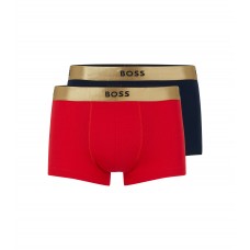 Hugo Boss Two-pack of pure-cotton trunks with metallic waistbands 50483659-640 Dark Blue/Red