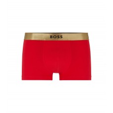 Hugo Boss Stretch-cotton regular-rise trunks with metallic waistband 50483665-600 Dark Red