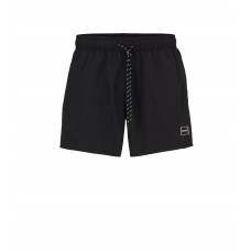 Hugo Boss Framed-logo swim shorts in quick-drying recycled fabric 50483986-001 Black