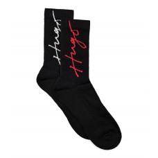 Hugo Boss Two-pack of quarter-length socks with handwritten logos hbeu50484066-001 Black
