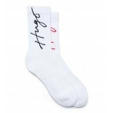 Hugo Boss Two-pack of quarter-length socks with handwritten logos hbeu50484066-100 White