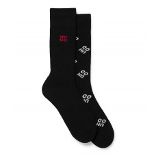 Hugo Boss Two-pack of regular-length socks with stacked logos hbeu50484083-001 Black