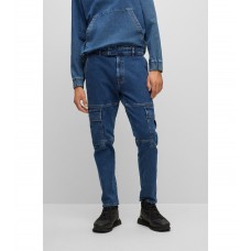Hugo Boss Tapered-fit jeans in blue knitted denim 50484349-424 Blue