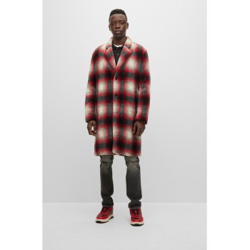 Hugo Boss Regular-fit coat in checked teddy with smooth lining 50484428-960 Patterned