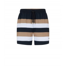 Hugo Boss Quick-dry signature-stripe swim shorts in recycled fabric 50484439-260 Beige