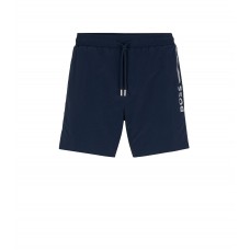 Hugo Boss Quick-drying recycled-material swim shorts with metallic logo 50484440-415 Dark Blue