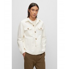Hugo Boss Relaxed-fit shirt-style jacket in pure cotton 50484574-131 White