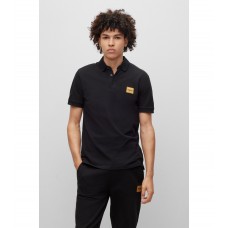 Hugo Boss Cotton-piqué slim-fit polo shirt with logo badge 50484715-001 Black